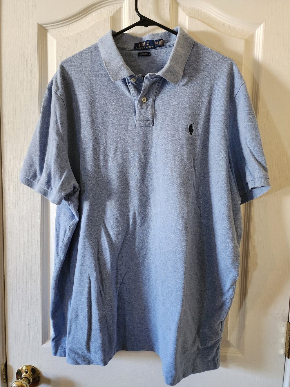 Polo Ralph Lauren Mens XXL Classic Fit Light Blue Heather Pique Polo Shirt